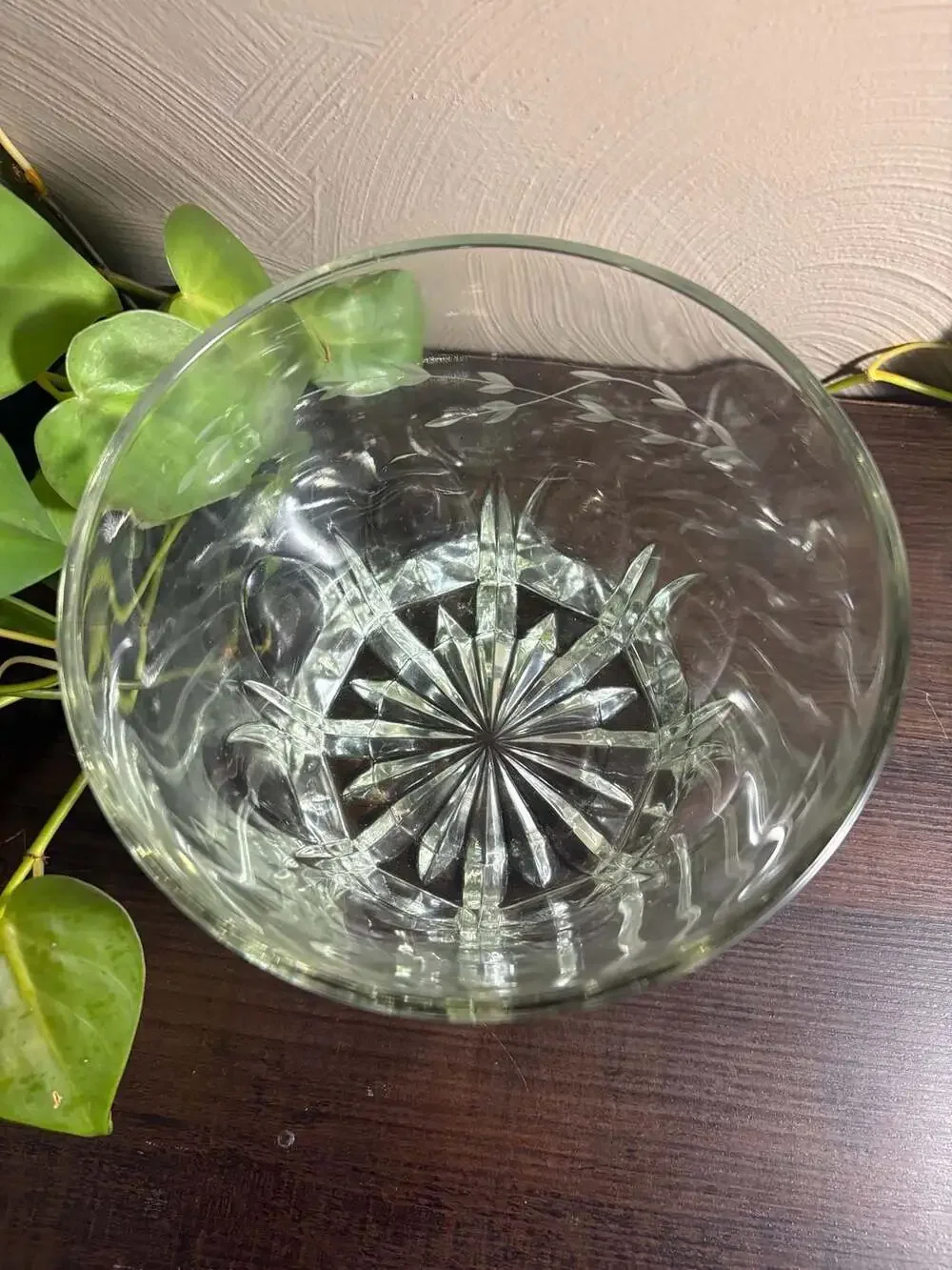 Vintage Princess House Heritage Pattern Etched Crystal Ice Bucket
